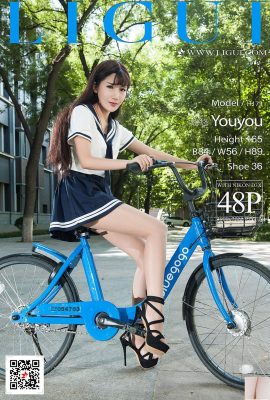 (Ligui Internet Beauty) 20171207 نموذج دراجة Xiaoxiao بأرجل جميلة